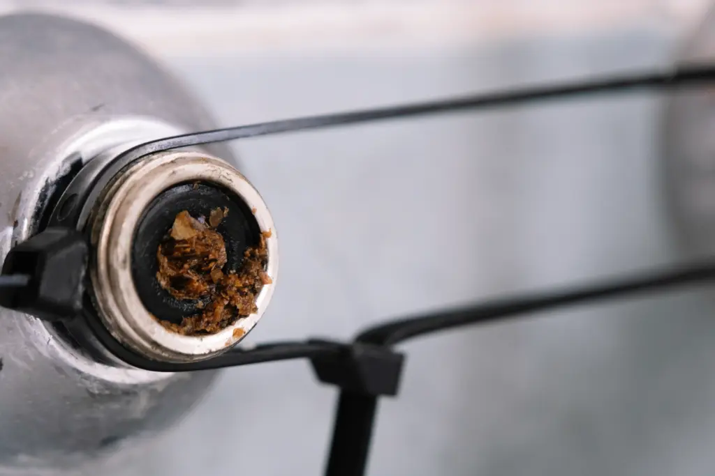 water pipe from a tap plugged by dirt