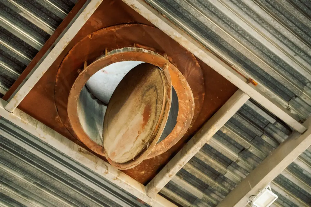 view of wood chips boiler house heating system